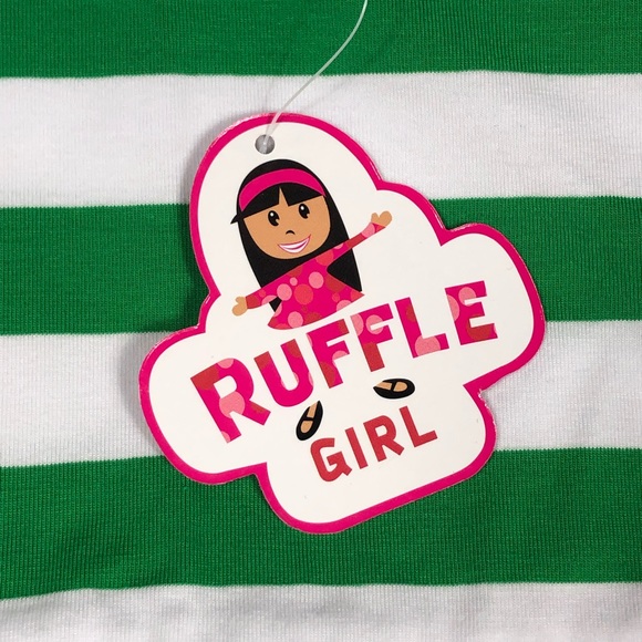 Ruffle Girl Kelly Green & White Striped Top size 16-18 - Picture 8 of 9